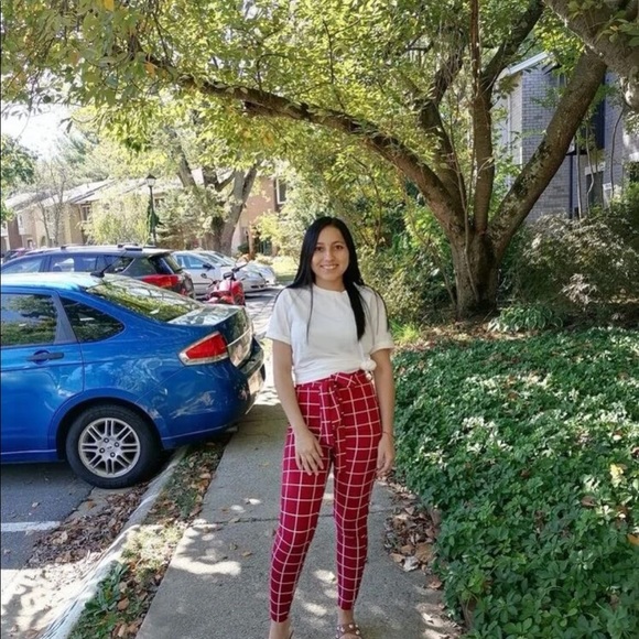 „🌸5/$25🌸NWOT Shein Plaid/ Grid Self Belted Pants Size large - Picture 11 of 16